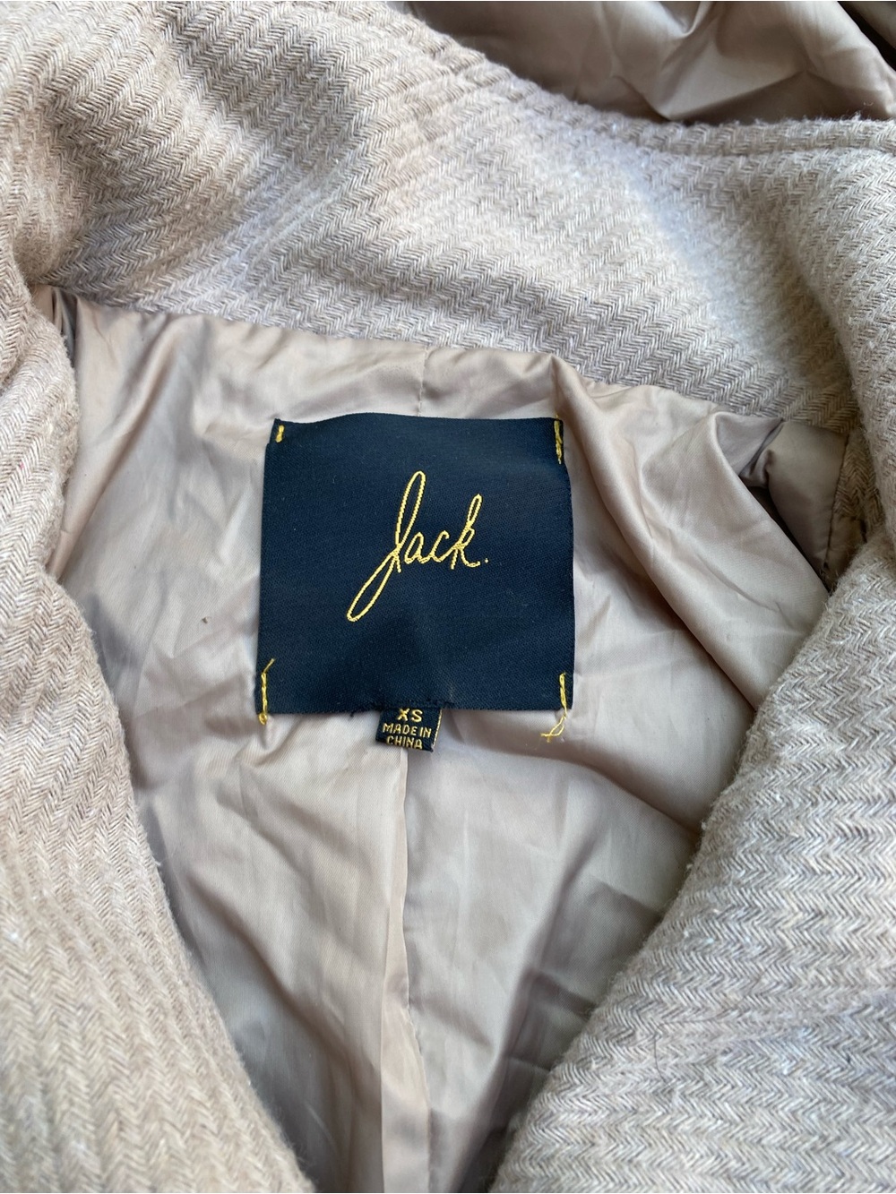 Jack by BB Dakota Hooded Peacoat Jacket Beige Tan Cream Size XS Winter - Picture 3 of 3